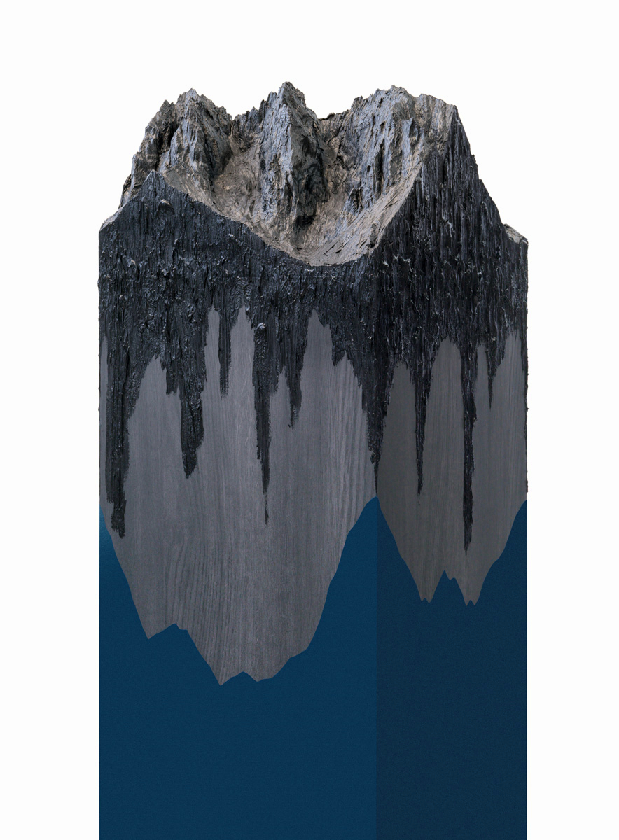 Wilder Kaiser Stretched Blue, 2026, 40 x 40 x 160 cm, Manipulated GeoData, 3D-Print, Oilpaint, Private Collection Berlin