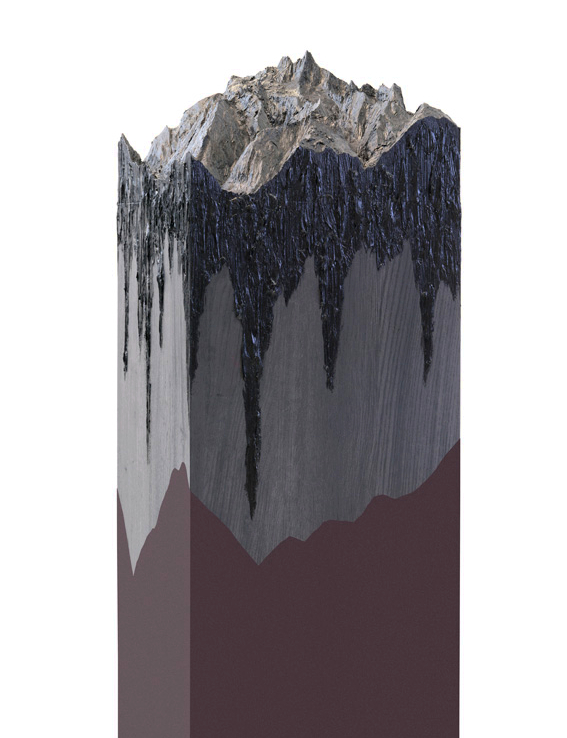 Grossglockner Stretched Red Brown, 2026, 40 x 40 x 160 cm, Manipulated GeoData, 3D-Print, Oilpaint