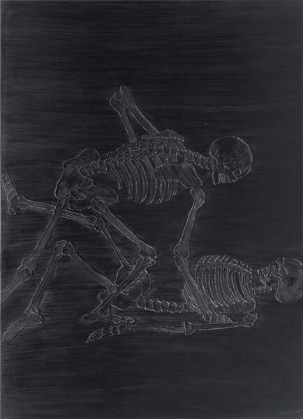 Totentanz III, 2010, 180 x 130 cm, Öl und Silikon auf Leinwand